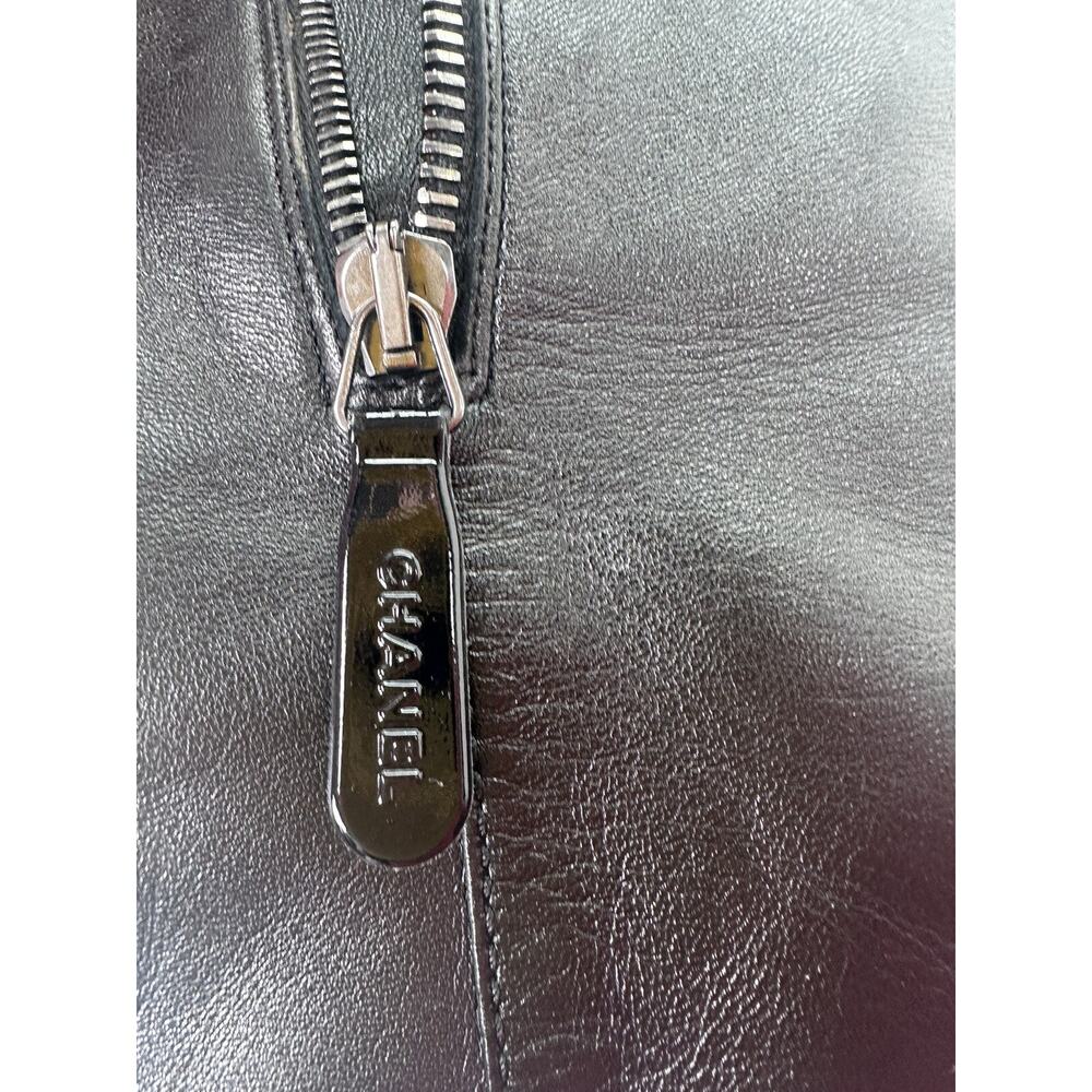 ⭐️ Chanel Black Leather Cap Toe Over The Knee Boots Sz 37 / 7 - Picture 12 of 16